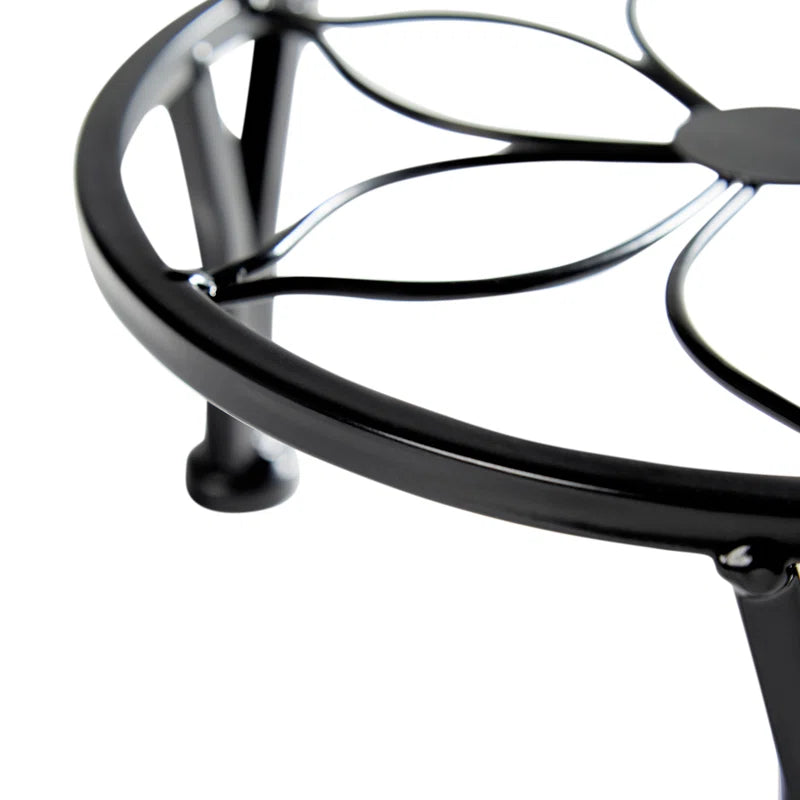 5-Piece Metal Plant Stands for Indoor Outdoor Use, Heavy Duty Round Flower Pot Holders, Rust-Resistant Black Iron Plant Stand Set