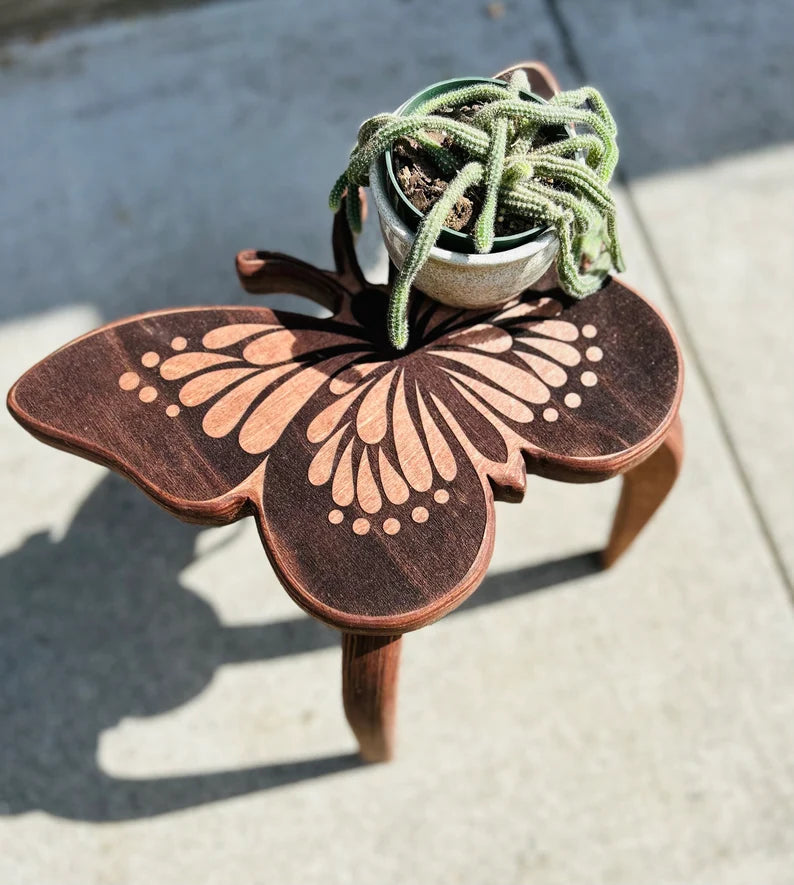 Butterfly, plant stand, plant stool, side table, boho decor, garden decor, gift for plant lover, birthday gift for mom, anniversary gift