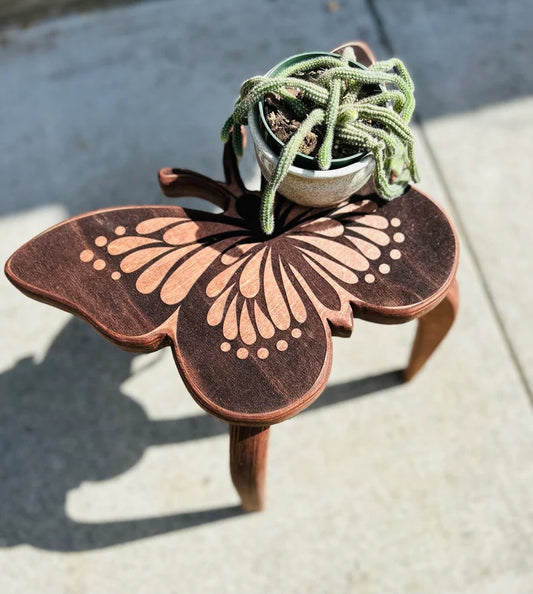Butterfly, plant stand, plant stool, side table, boho decor, garden decor, gift for plant lover, birthday gift for mom, anniversary gift
